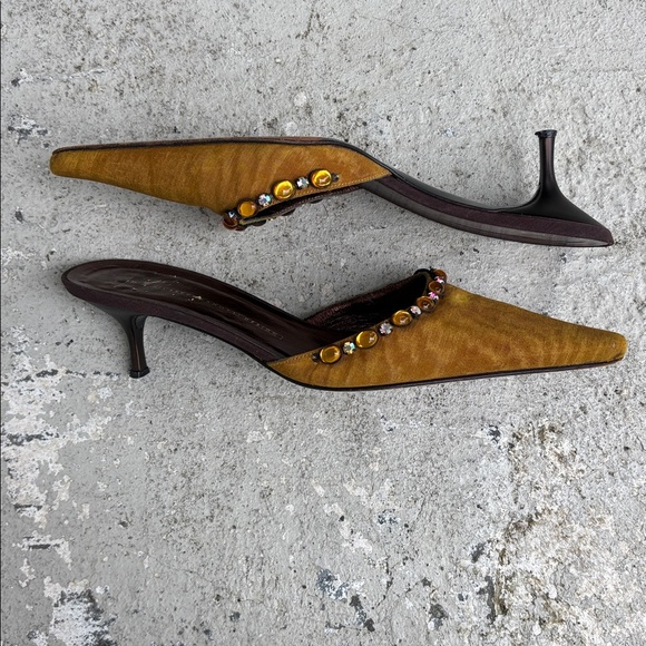 Vintage Giuseppe Zanotti silk and rhinestone mules - Picture 4 of 9